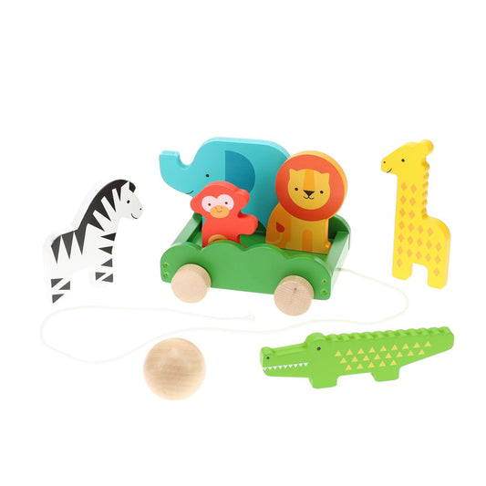 Petit Collage Safari Animals Wooden Bowling Set