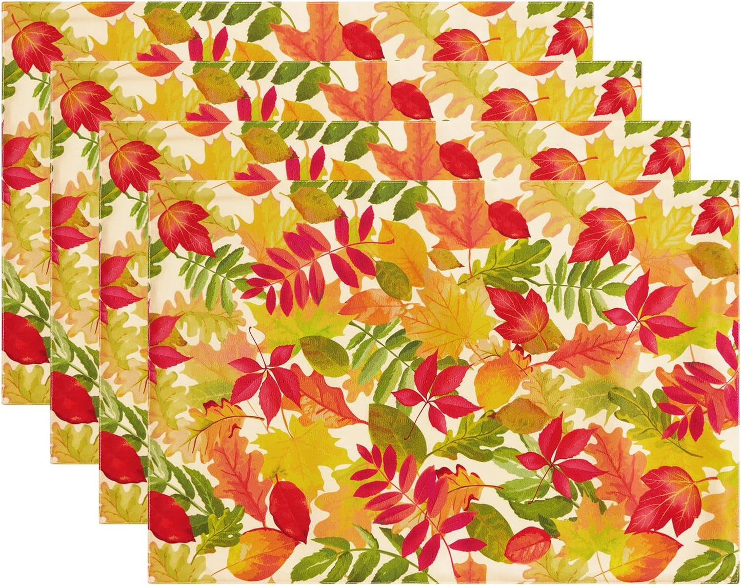 Yinhua Fall Placemats Set of 4 Washable Linen Pumpkin Placemats Heat-Resistant Waterproof Place Mats for Thanksgiving Table Place Mats Dining Decor 12X18 Inch Home & Garden > Decor > Seasonal & Holiday Decorations Yinhua Maple Leaf