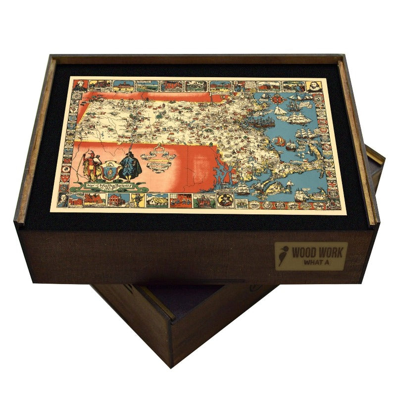 WAWW Wooden Puzzle | Antique Massachusetts Map