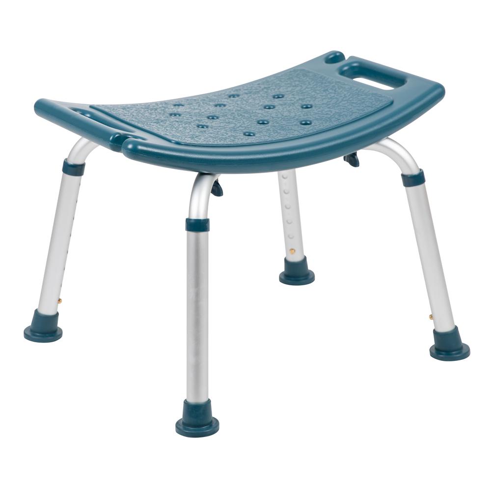 HERCULES Series Tool-Free and Quick Assembly, 300 Lb. Capacity, Adjustable Navy Bath & Shower Chair with Non-slip Feet