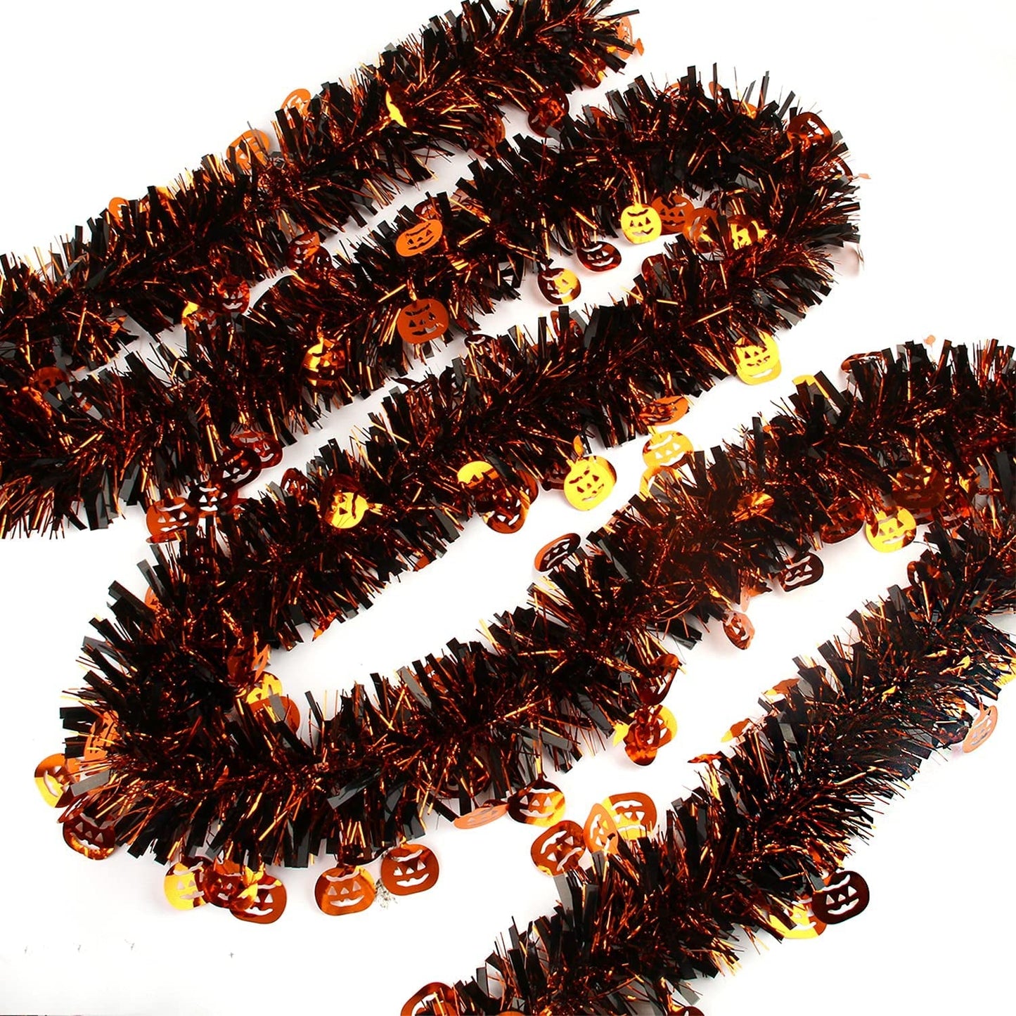CCINEE 33FT Thanksgiving Tinsel Garland,Maple Leaf Metallic Twist Garland Decor for Fall Party Decoration,Gold & Copper Home & Garden > Decor > Seasonal & Holiday Decorations CCINEE Copper Black/Pumpkin