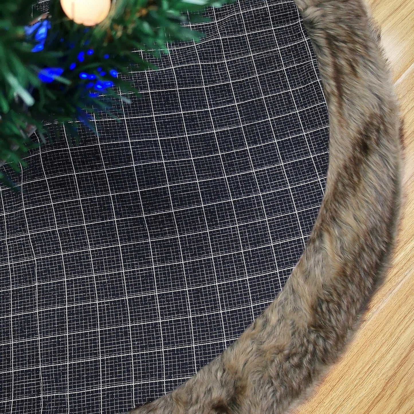 WEWILL 36'' Luxury Silvery Christmas Tree Skirt Santa Embroidered White Santa Claus Snowflake with Satin Border Xmas Tree Skirt Christmas Tree Ornaments Gifts Home & Garden > Decor > Seasonal & Holiday Decorations WEWILL Dark Gray Plaid