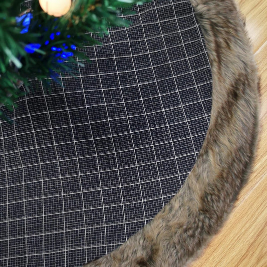 WEWILL 36'' Luxury Silvery Christmas Tree Skirt Santa Embroidered White Santa Claus Snowflake with Satin Border Xmas Tree Skirt Christmas Tree Ornaments Gifts Home & Garden > Decor > Seasonal & Holiday Decorations WEWILL Dark Gray Plaid
