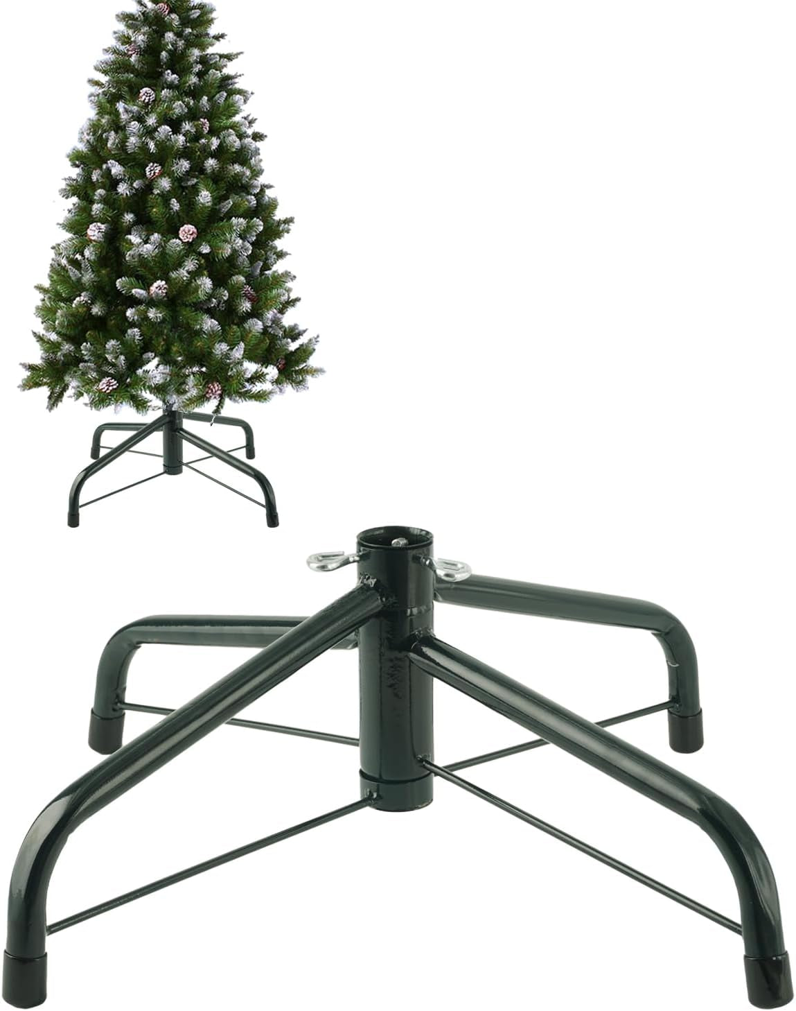 Ouvin Christmas Tree Stand 21 Inch Metal Christmas Tree Stand for Real Trees (54Cm Green)