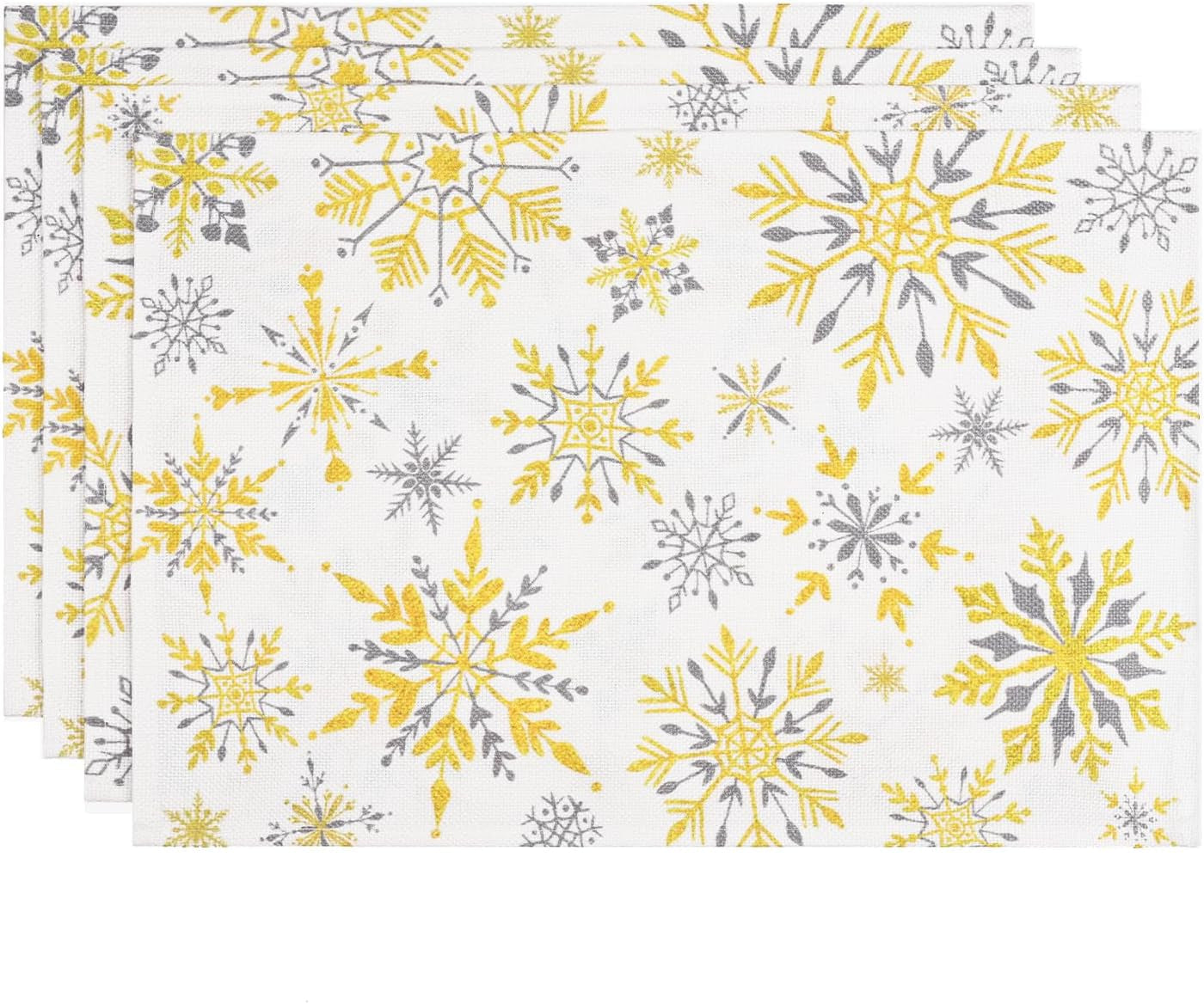 Yinhua Fall Placemats Set of 4 Washable Linen Pumpkin Placemats Heat-Resistant Waterproof Place Mats for Thanksgiving Table Place Mats Dining Decor 12X18 Inch Home & Garden > Decor > Seasonal & Holiday Decorations Yinhua White