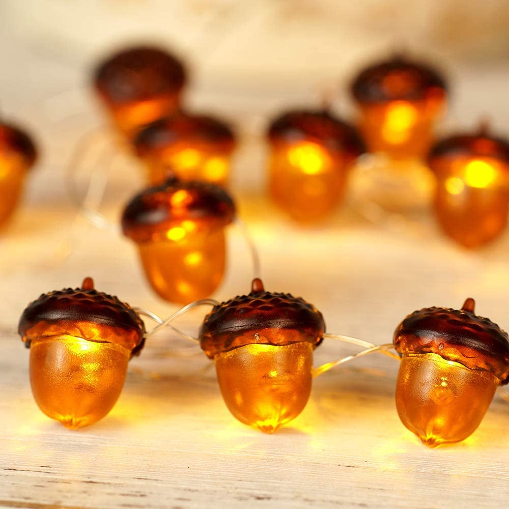 BOHON Halloween Lights 3D Jack-O-Lantern 10Ft 30 Leds Pumpkin String Lights Battery Powered Orange Lights for Halloween Party Indoor Fall Outdoor Harvest Thanksgiving Decorations Home & Garden > Decor > Seasonal & Holiday Decorations bohon 3D Acorn