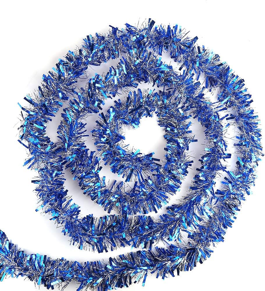 Pink Tinsel Garland for Christmas Tree Decorations Wedding Birthday Party Supplies 17 Feet Home & Garden > Decor > Seasonal & Holiday Decorations CCINEE Blue And White