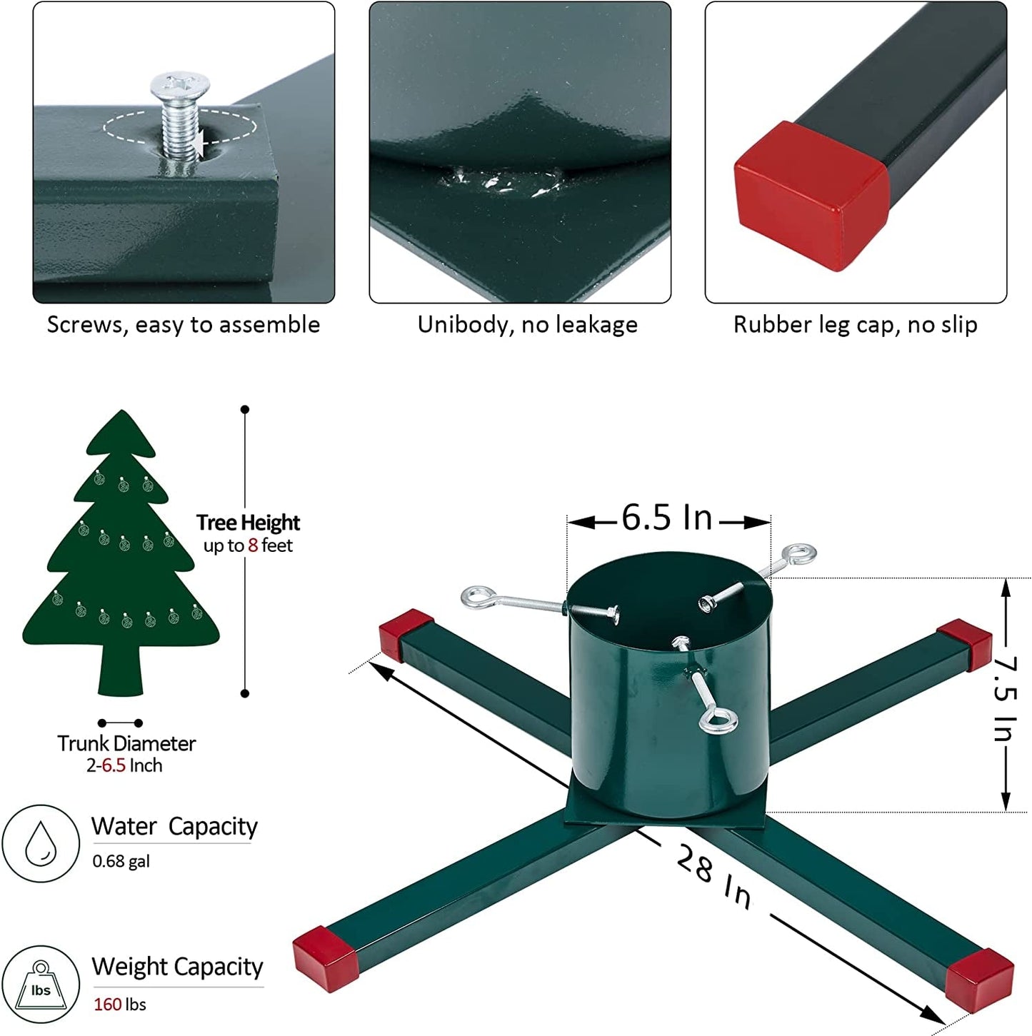 Blissun Christmas Tree Stand, Christmas Tree Holder, Xmas Tree Stand for Real Trees, Green