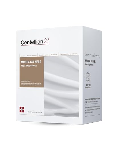 CENTELLIAN 24 Madeca Mask (Brightening, 20pc) - Face Mask Sheet for Brightening, Dark Spot Remover with Centella Asiatica, TECA, Niacinamide, Adenosine by Dongkook. Korean Skin Care for Men Women.