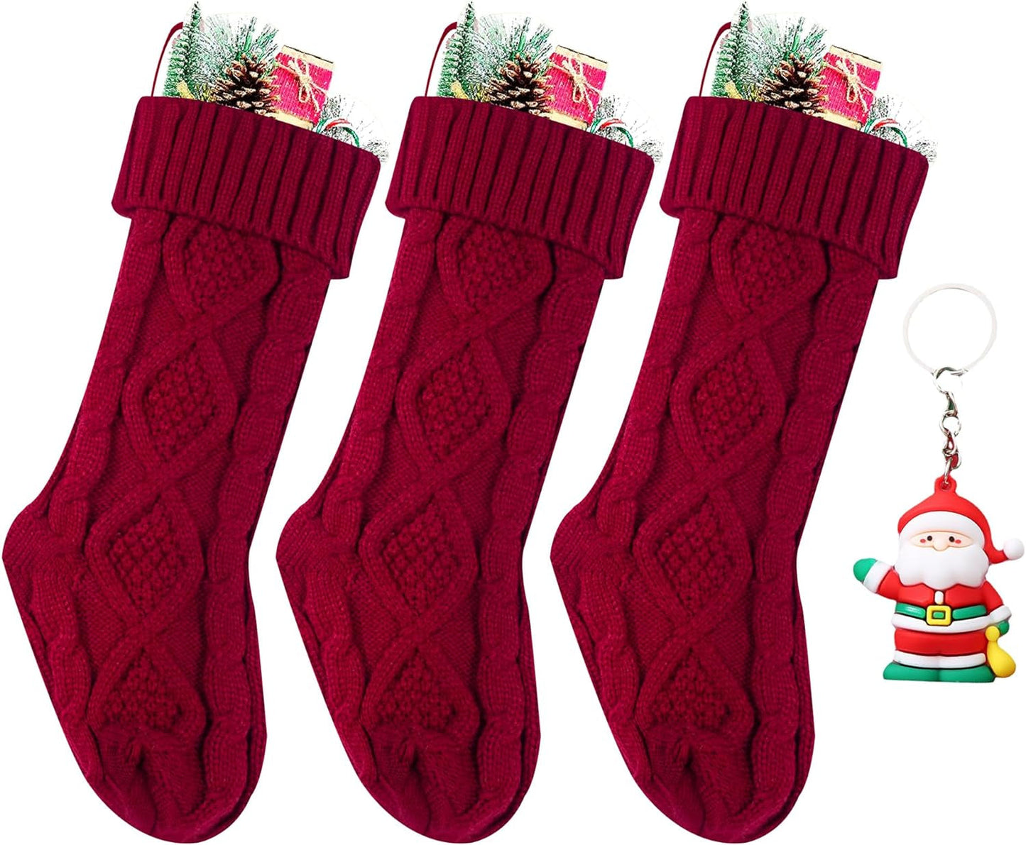 ZGCYSMHT Christmas Stockings 18 Inches Classic Cable Knitted Set Large Classic Fireplace Hanging Stockings for Kids,Family Stocking Holiday Party Xmas Decoration(Red White Green Pack 6 ) Home & Garden > Decor > Seasonal & Holiday Decorations ZGCYSMHT Red Pack 3