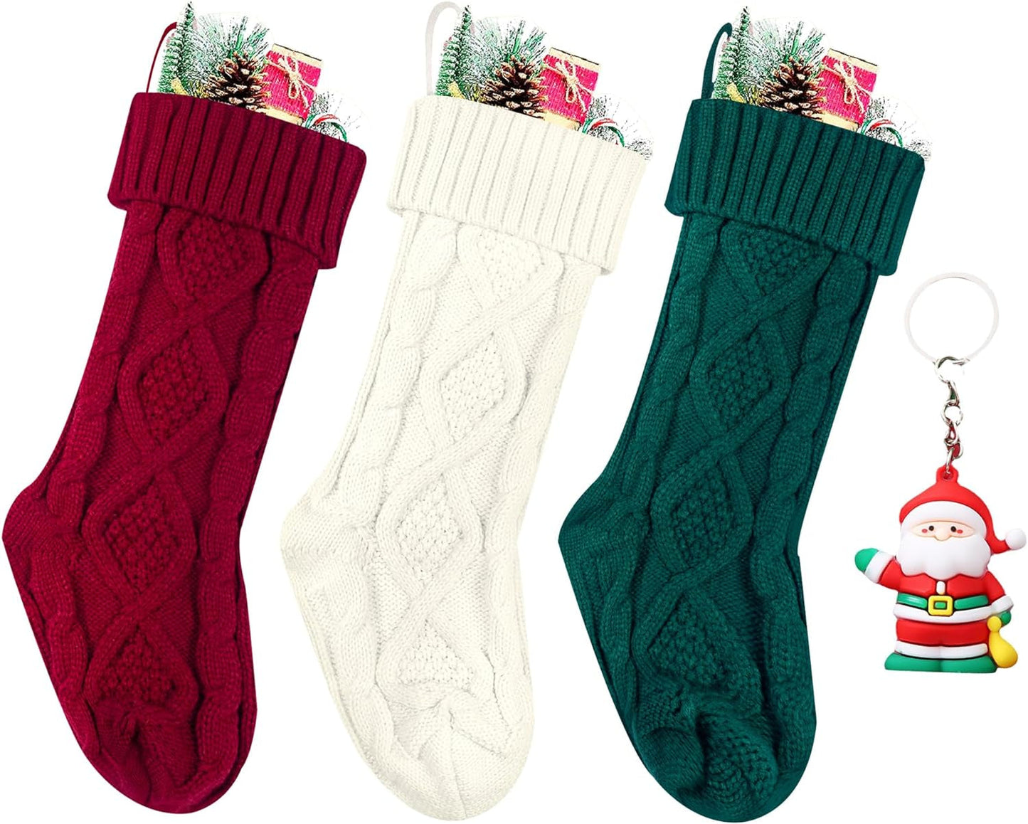 ZGCYSMHT Christmas Stockings 18 Inches Classic Cable Knitted Set Large Classic Fireplace Hanging Stockings for Kids,Family Stocking Holiday Party Xmas Decoration(Red White Green Pack 6 ) Home & Garden > Decor > Seasonal & Holiday Decorations ZGCYSMHT Red+White+Green Pack 3