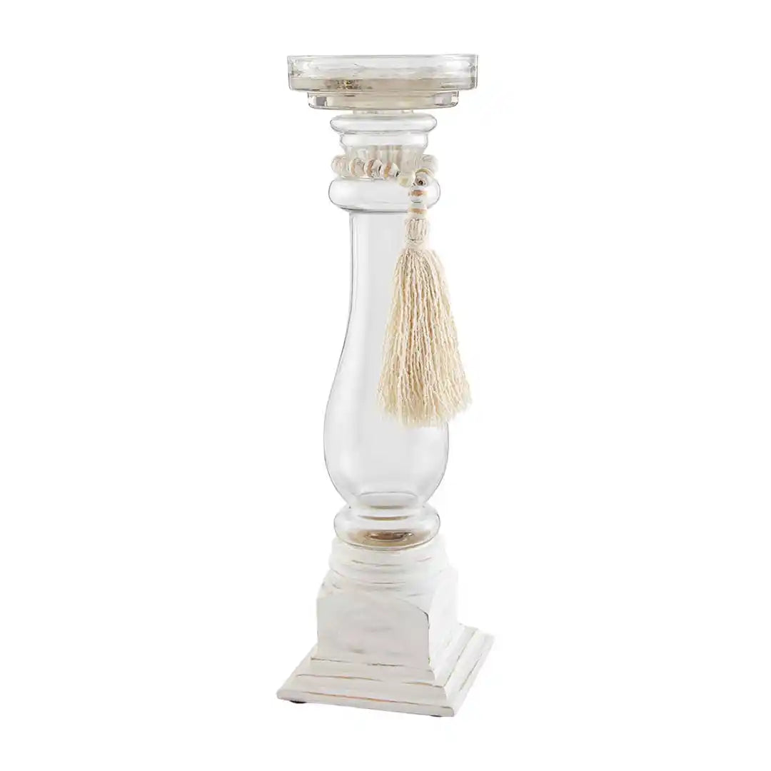 Glass Wood Bead Candlestick