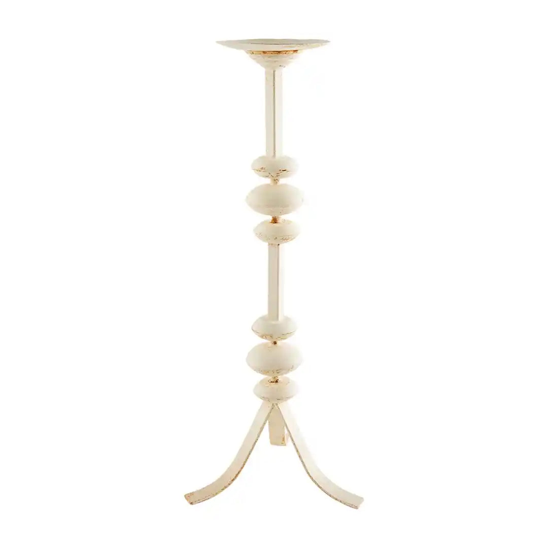 White Distress Candlestick Small