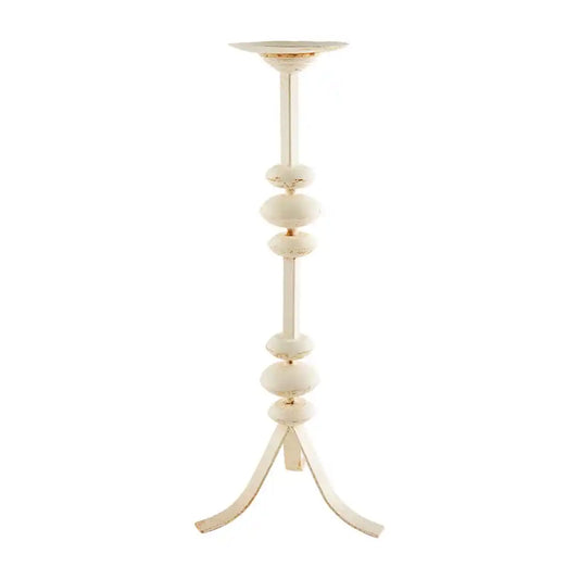 White Distress Candlestick Small