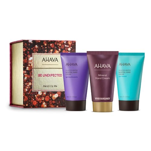 AHAVA Hand It To Me Gift Set - Includes Sea Kissed, Spring Blossom & Vivid Burgundy Hand Creams, Enriched with Exclusive Dead Sea Mineral Blend Osmoter, 3 x 1.3 Fl.Oz