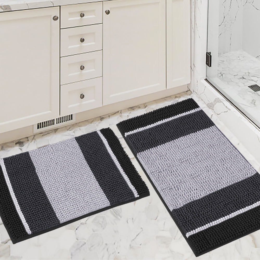 Chenille Ombre Bath Rug Set 20"x 32" & 17"x 24"
