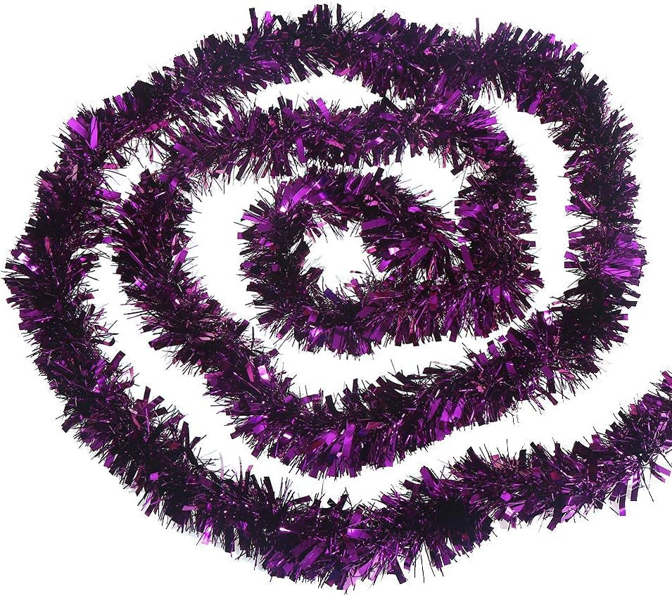 Pink Tinsel Garland for Christmas Tree Decorations Wedding Birthday Party Supplies 17 Feet Home & Garden > Decor > Seasonal & Holiday Decorations CCINEE Dark Purple