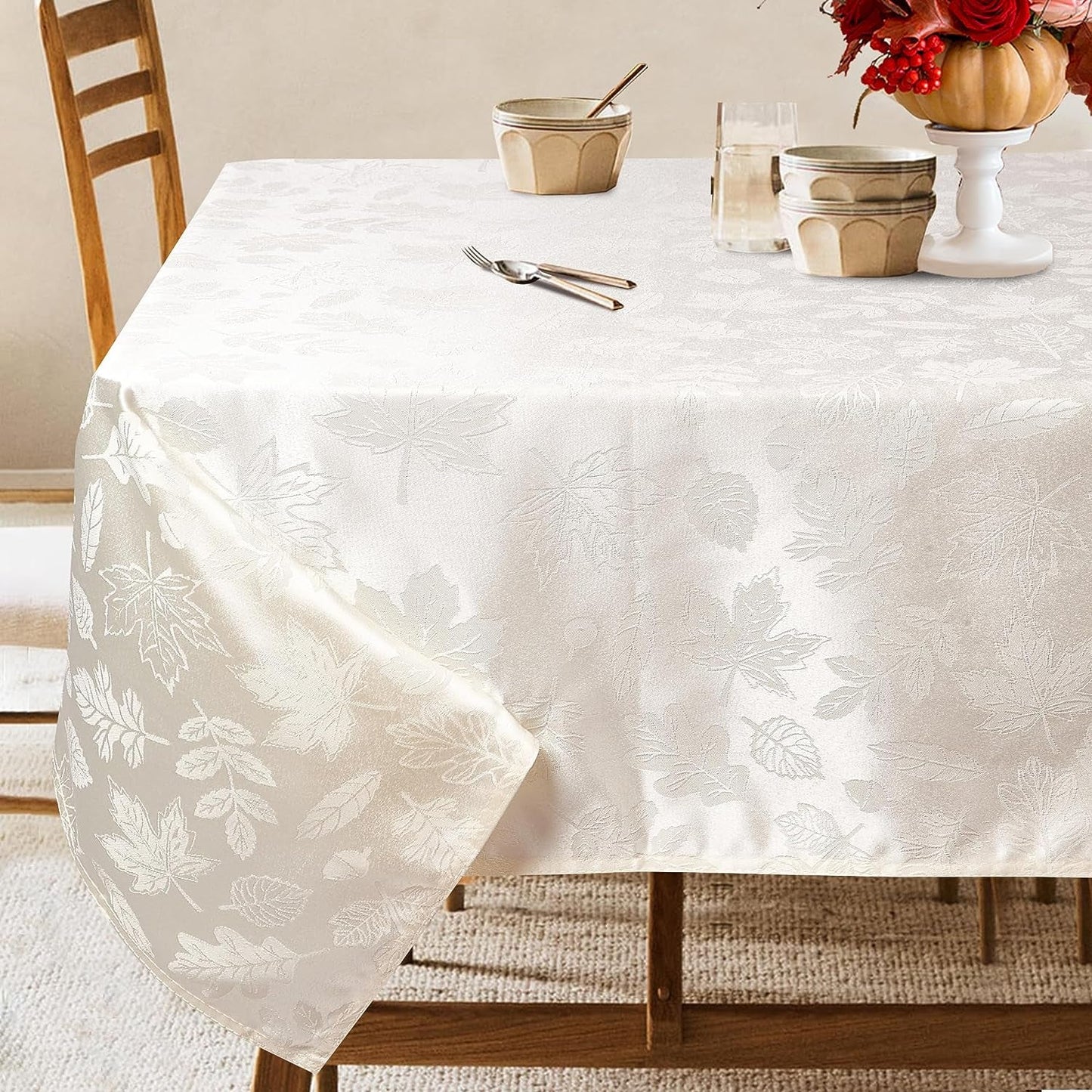 Hexagram Thanksgiving Tablecloth Damask Fabric, Jacquard Fabric Thanksgiving Rectangle Tablecloth 60X84 Inch, Oblong Seasonal Thanksgiving Table Decorations for Home, Rust Fall Decor Harvest Home & Garden > Decor > Seasonal & Holiday Decorations Hexagram Fall 60X104 Inch