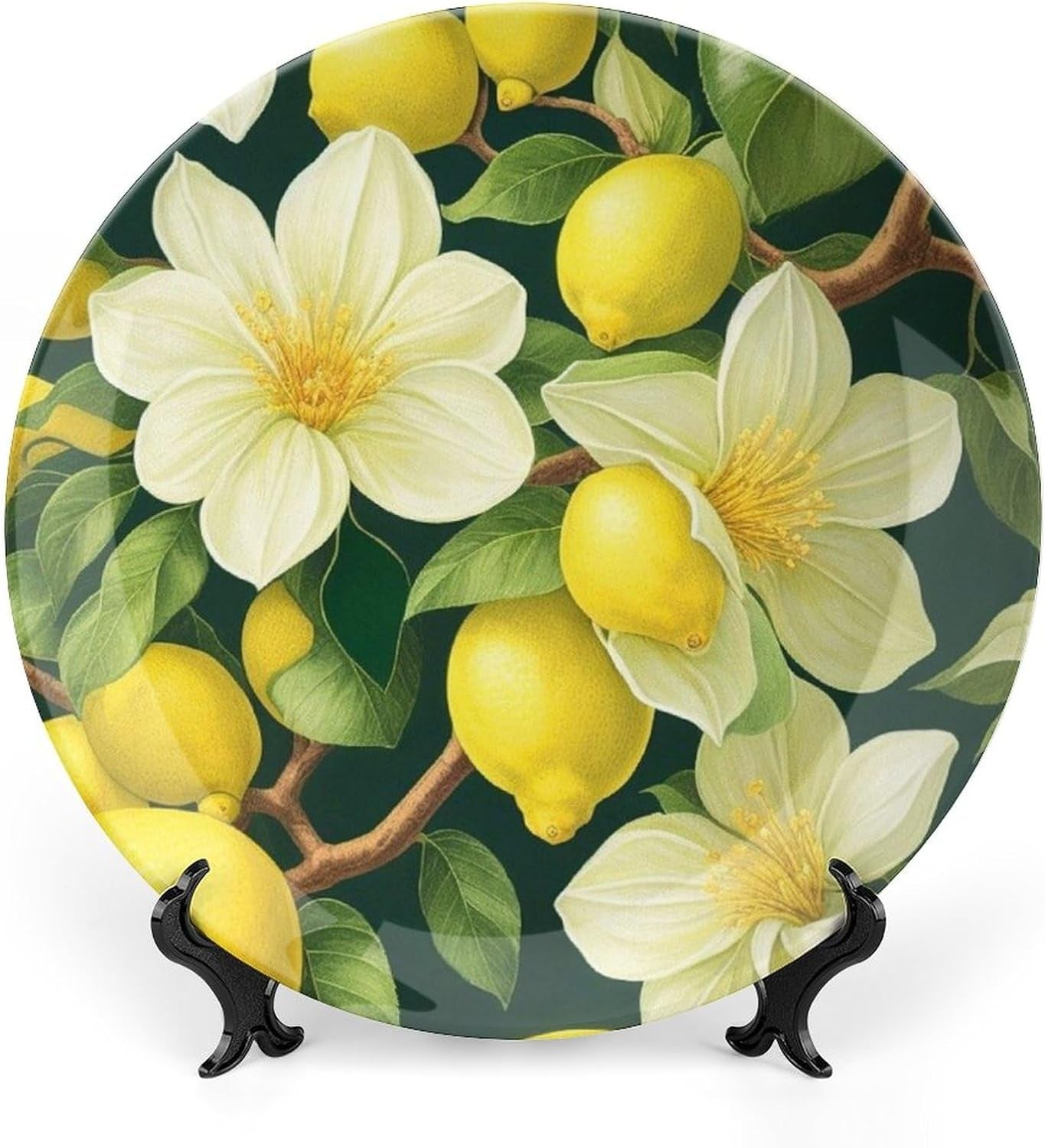 Abstract Grapes Wine on Plate for Home Office Wall Decor Decorative Plate with Display Stand Ceramic Ornament Wall Art Porcelain Keepsake Collectible Plate Wedding Holiday Party Favor 8" Home & Garden > Decor > Seasonal & Holiday Decorations GArtDesign Abstract Lemon Flowers 6 Inch