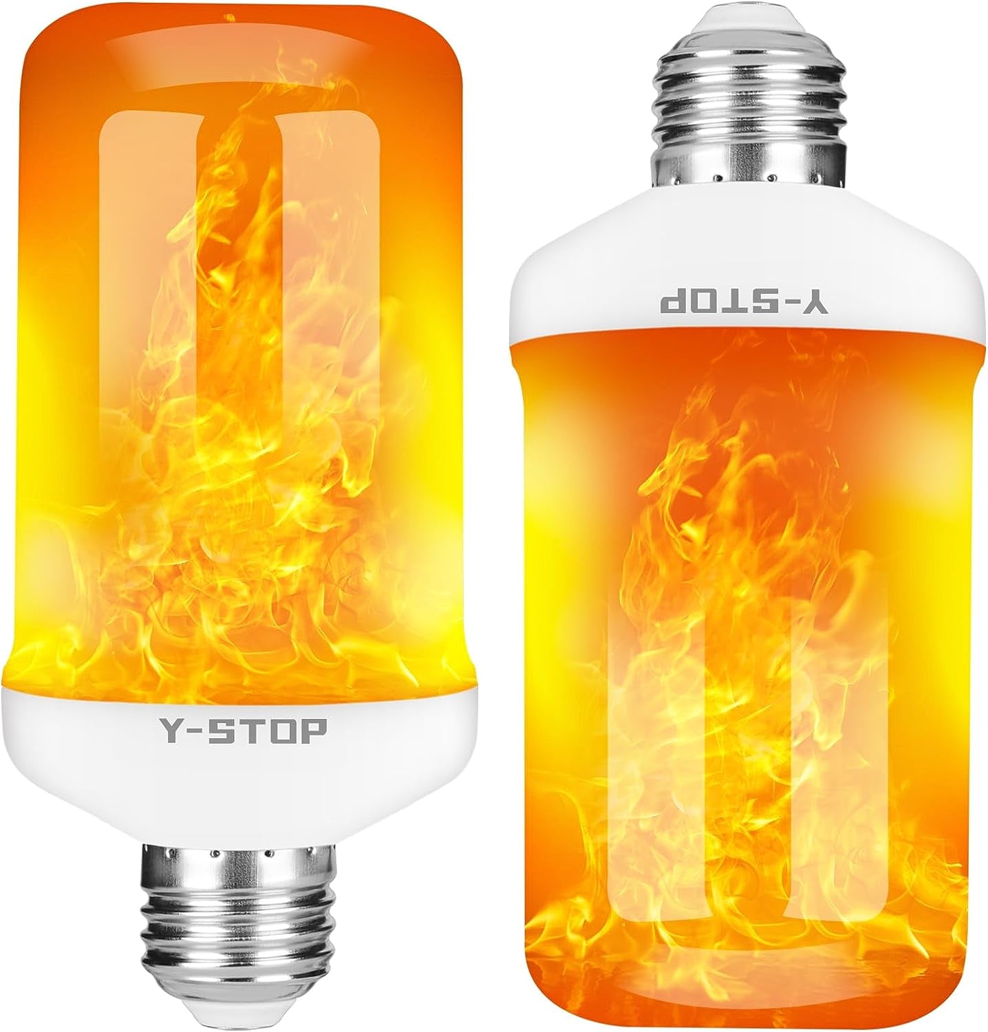 Y- STOP Upgraded LED Flame Light Bulbs, 4 Modes Flickering Light Bulb with Upside down Effect, E26 Base Fire Bulb for Halloween Decorations, Party, Outdoor, Indoor, Home Decor (2 Pack) Home & Garden > Decor > Seasonal & Holiday Decorations Y- STOP White-2 Pack