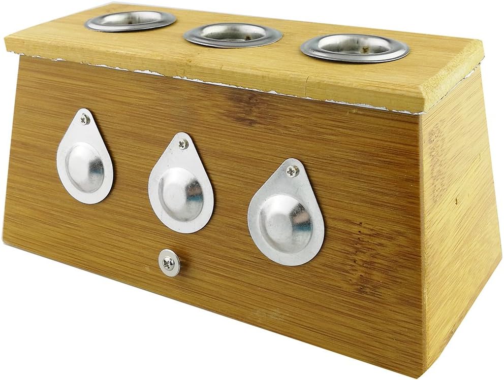 Winterworm® Bamboo Three Hole Healing Box for Moxa Moxibustion Medicine Therapy