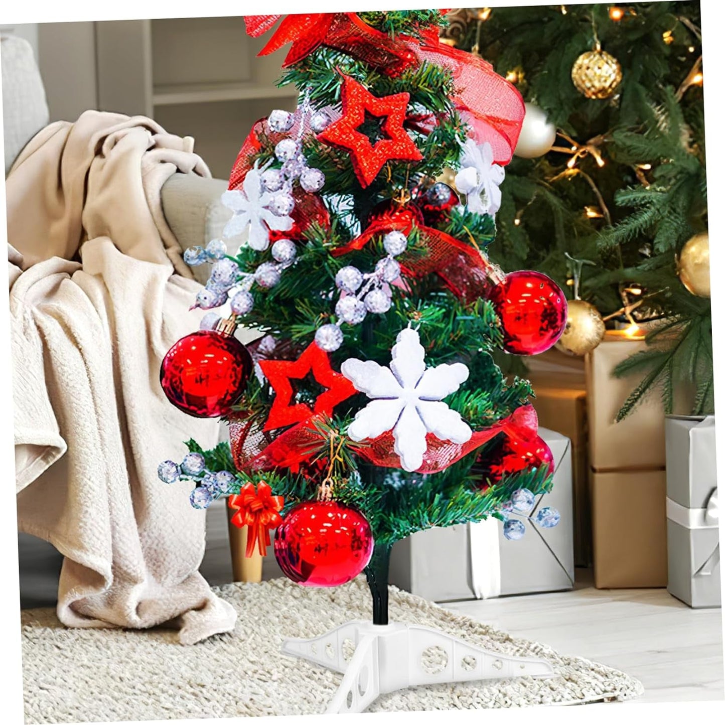 INOOMP Christmas Tree Riser Plastic Christmas Tree Stand Xmas Tree Holder Household Christmas Tree Supplies Box Rack Artificial Tree 15C Bracket Rotating Christmas Tree Stand