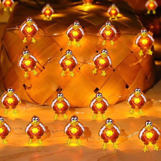 TURNMEON 10 Ft 30 LED Thanksgiving Turkey Lights Decorations Battery Operated Copper Wire Fairy String Lights Thanksgiving Lights Decoration Home Indoor Outdoor Party Autumn Harvest Decor