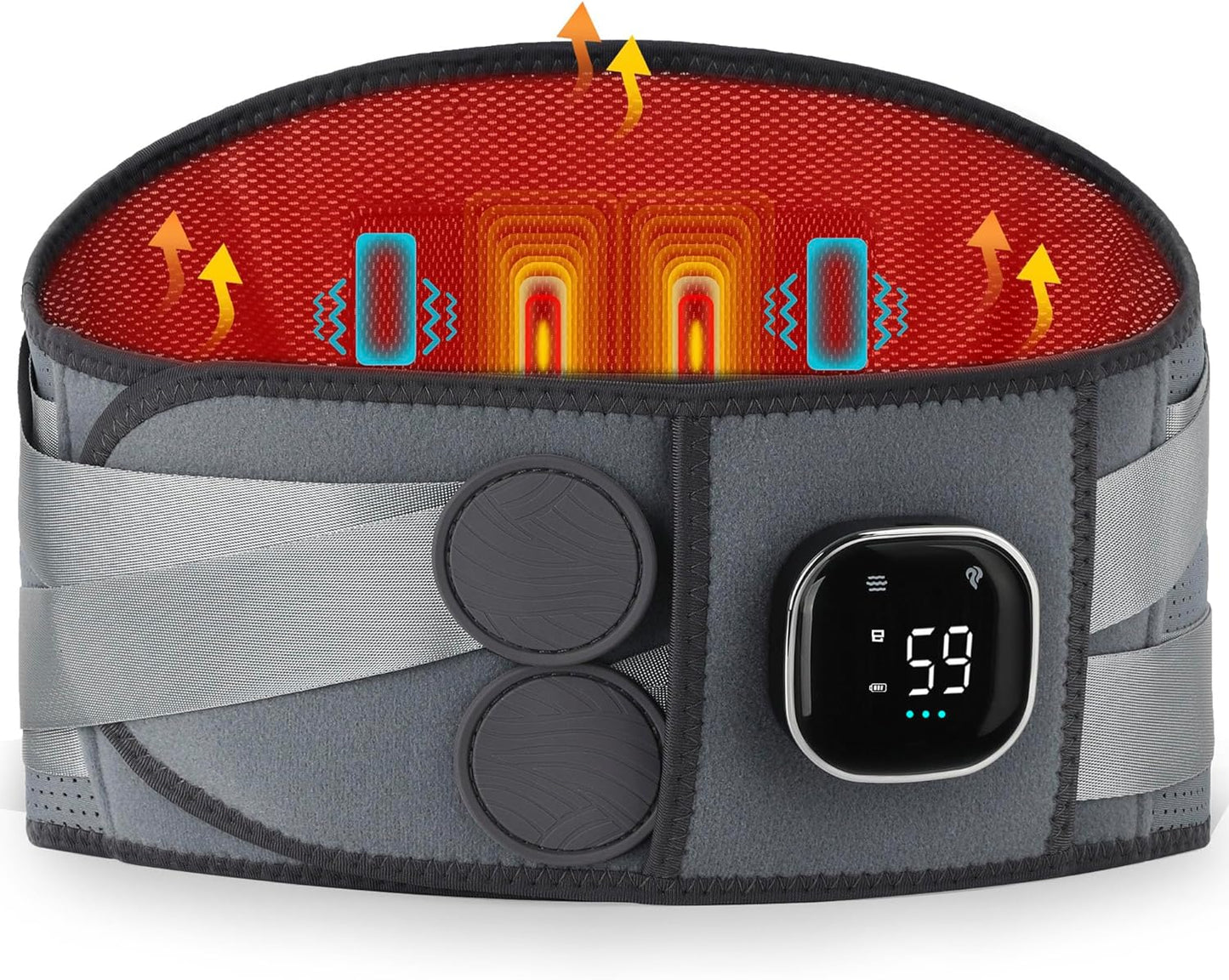 ALLJOY Cordless Heating Pad for Back, 60" Lower Back Massager Heating Pad for Back Pain Relief, Fathers Day Dad Gifts, 3 Heating Levels 5 Vibration Massage, Birthday Gifts for Men Women