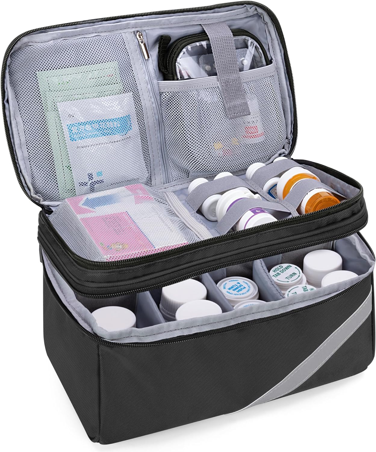 Trunab Medicine Storage and Organizer Bag Empty, Pill Bottle Organizer with Portable Small Pouch, Home First Aid Box for Emergency Medication, Supplements or Medical Kits (Bag Only)(Patent Design)