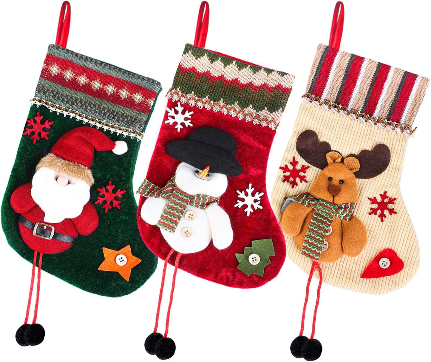 Souarts Christmas Stockings Large Xmas Stockings Rustic Hanging Stocking for Xmas Tree Hanging Family Holiday Decor Home & Garden > Decor > Seasonal & Holiday Decorations Souarts 3D 11.8 Inch