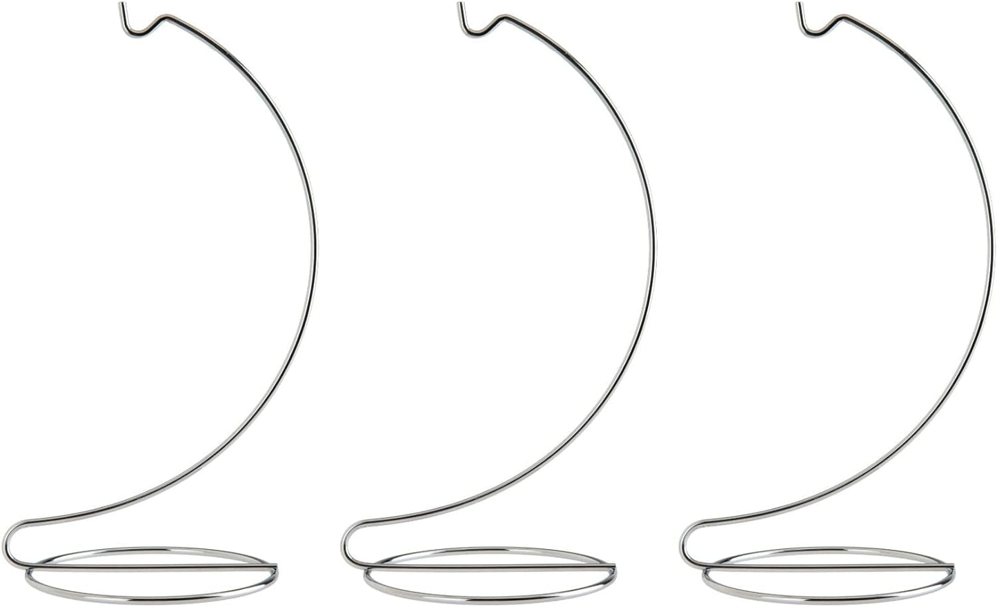Creative Hobbies 8 Inch Tall Ornament Display Stand Hanger Holder, Pack of 3, Bright Silver Chrome Plated