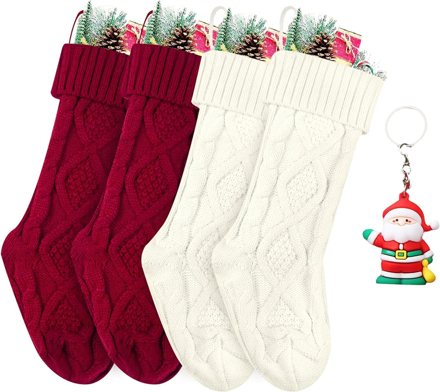 ZGCYSMHT Christmas Stockings 18 Inches Classic Cable Knitted Set Large Classic Fireplace Hanging Stockings for Kids,Family Stocking Holiday Party Xmas Decoration(Red White Green Pack 6 ) Home & Garden > Decor > Seasonal & Holiday Decorations ZGCYSMHT Red+White Pack 4