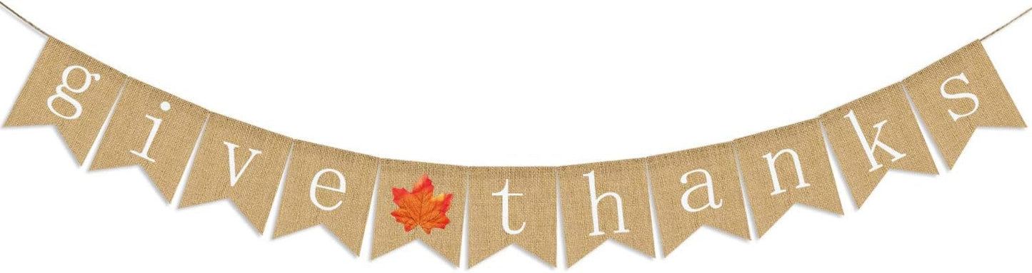 Give Thanks Burlap Banner | Thanksgiving Banner Decoration | Thanksgiving Banner Burlap | Thankful Give Thanks Party Home Decoration Supplies
