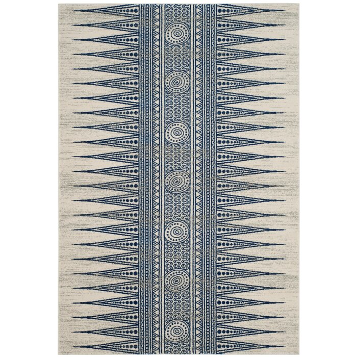 Elson Southwestern Ivory/Blue Area Rug Rectangle 3' x 5'