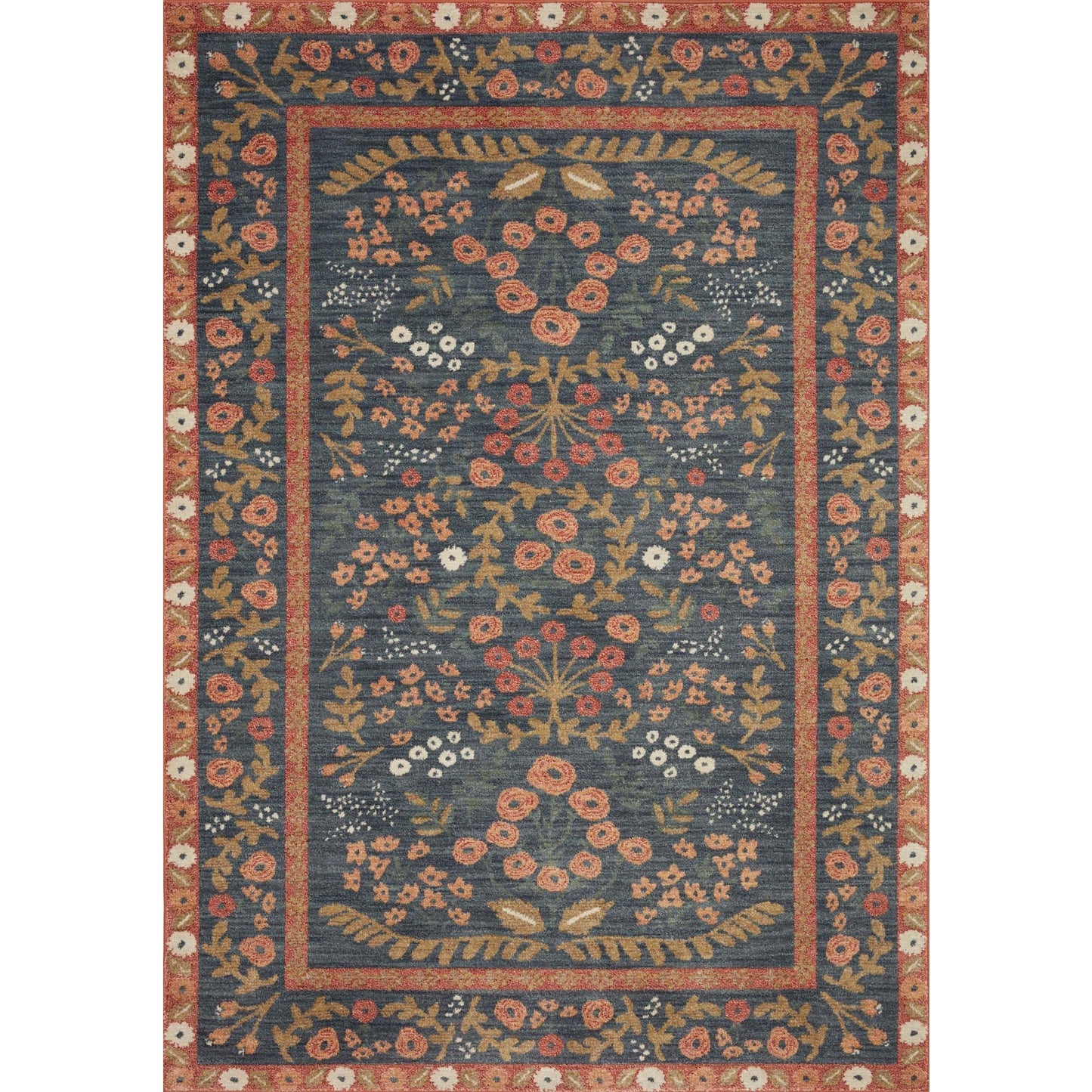 Fiore Florence Navy / Rust Rug | Rifle Paper Co. x Loloi