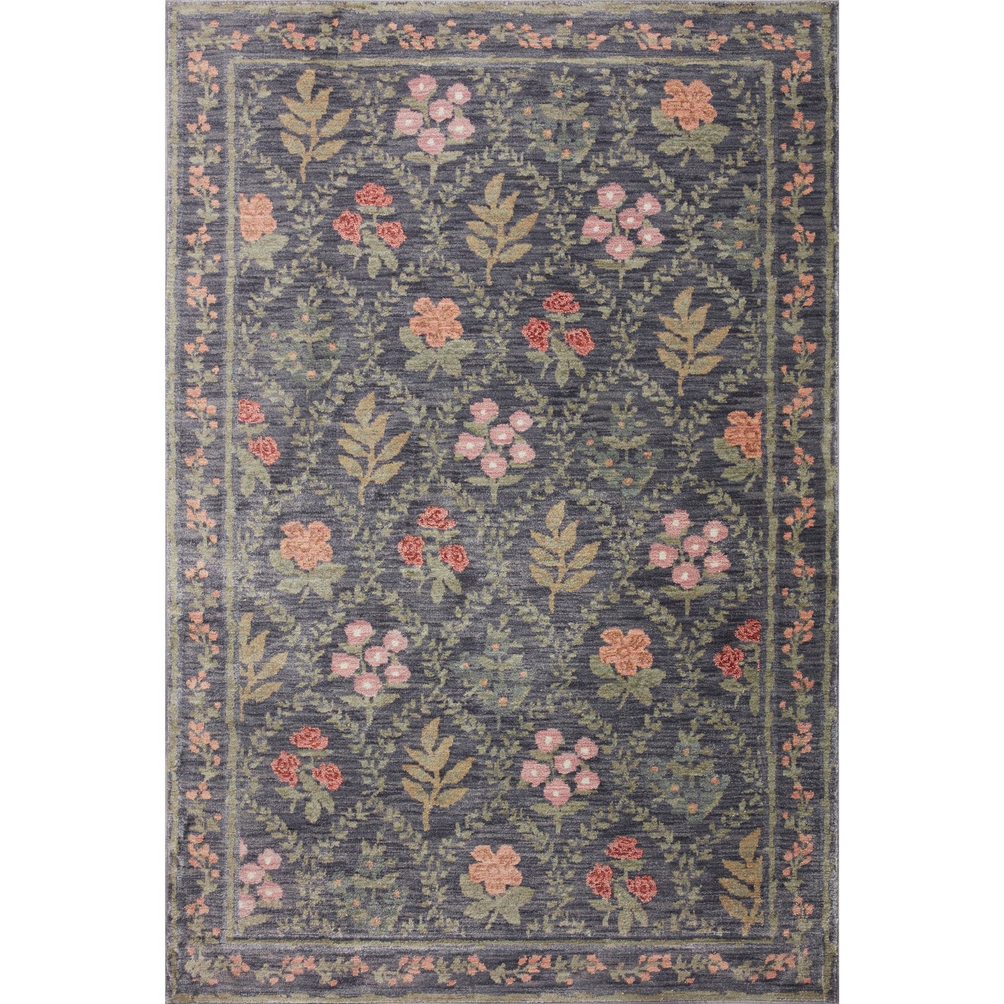 Fiore Hawthorne / Charcoal Rug | Rifle Paper Co. x Loloi