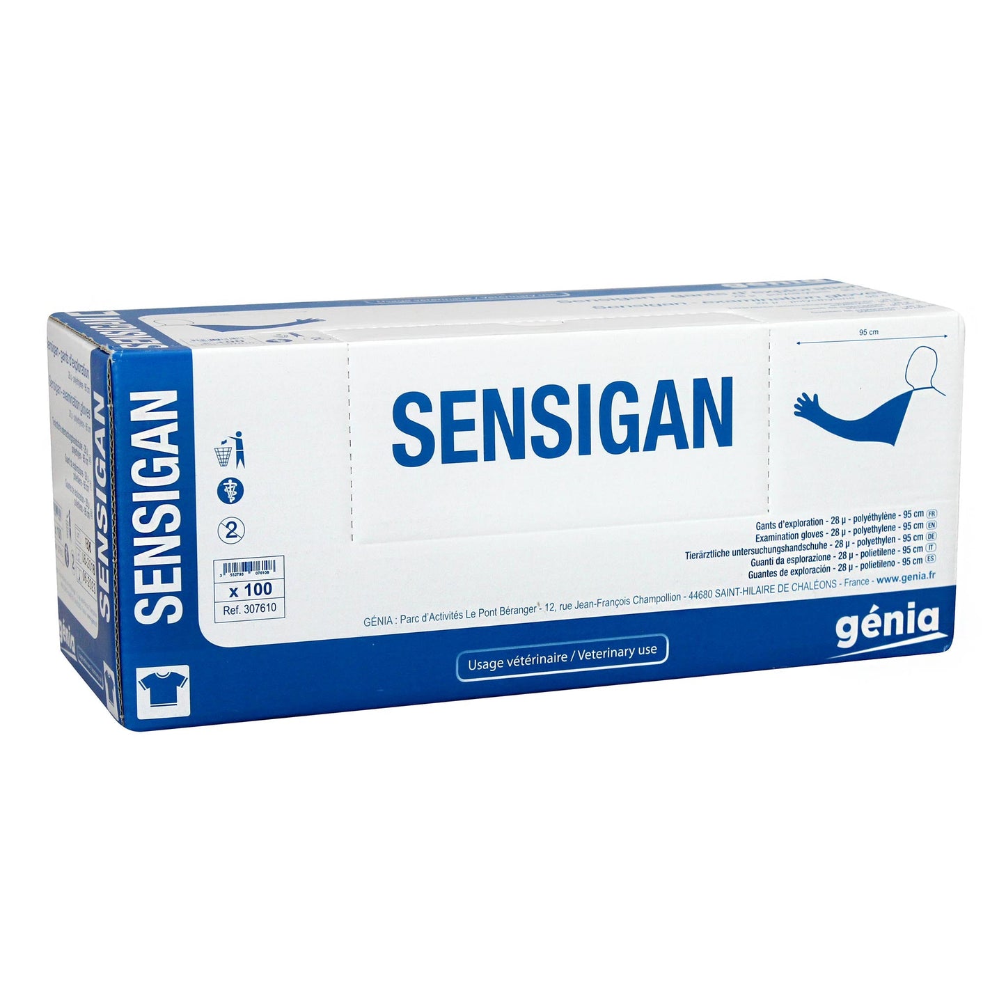 Genia Non-Slip Examination Shoulder Length Gloves 100 pack