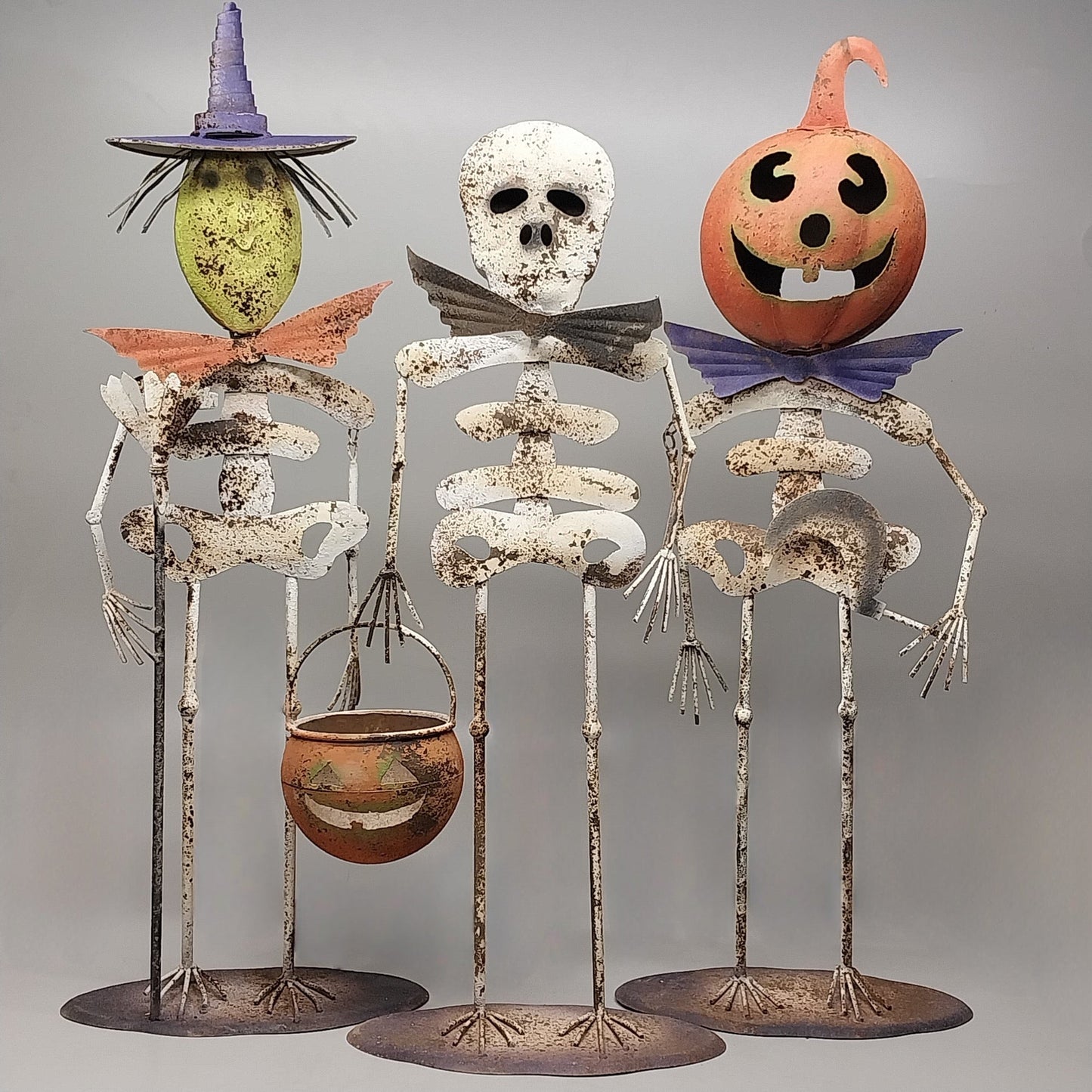 HALLOWEEN CREATURE (Set of 3) Witch, Skeleton, Pumpkin 27" Tall