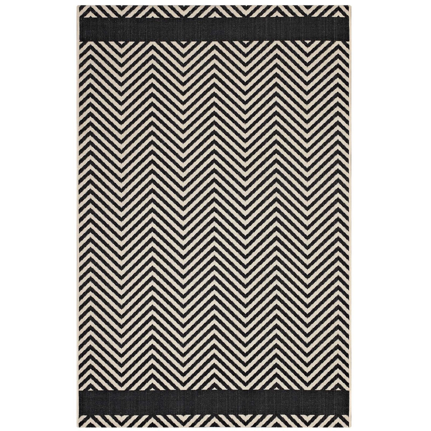 Optica Chevron With End Borders Indoor and Outdoor Area Rug - East Shore Modern Home Furnishings
