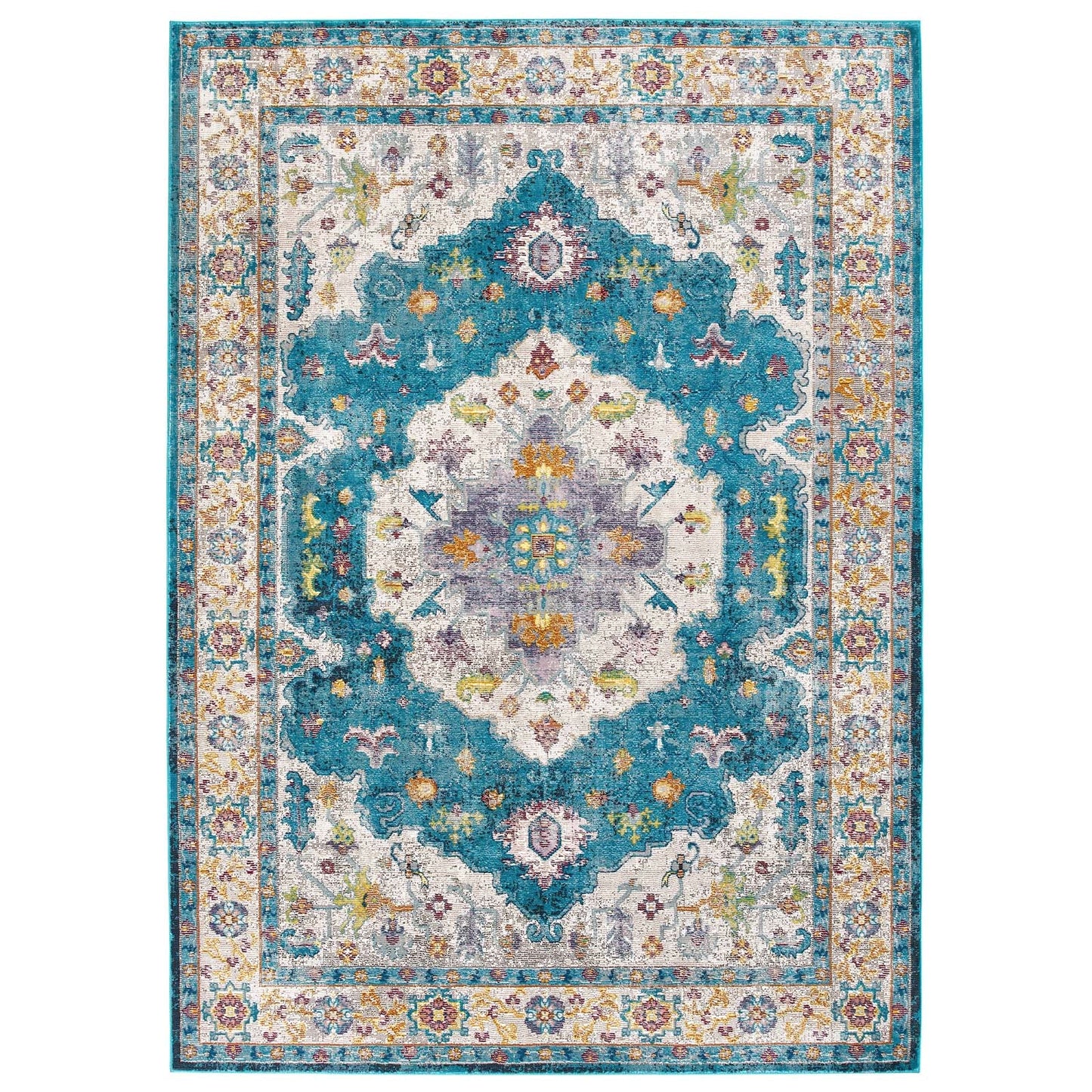 Success Anisah Distressed Floral Persian Medallion 4x6 Area Rug - East Shore Modern Home Furnishings