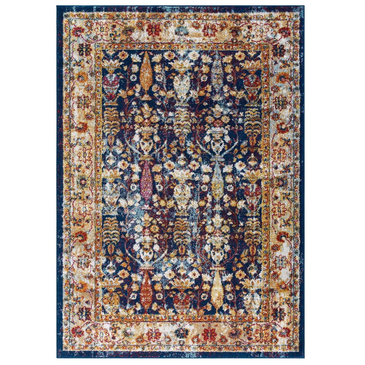 Entourage Jessa Distressed Vintage Floral Lattice Area Rug - East Shore Modern Home Furnishings
