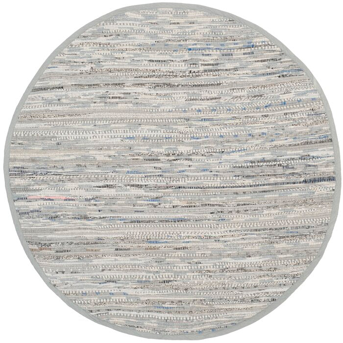 Rumfelt Abstract Hand-Knotted Cotton Gray Area Rug Round 4'