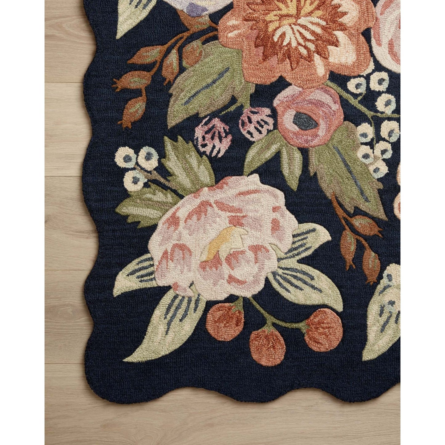 Silhouette Vintage Blossom Navy Rug | Rifle Paper Co. x Loloi