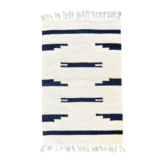 White & Navy Rug