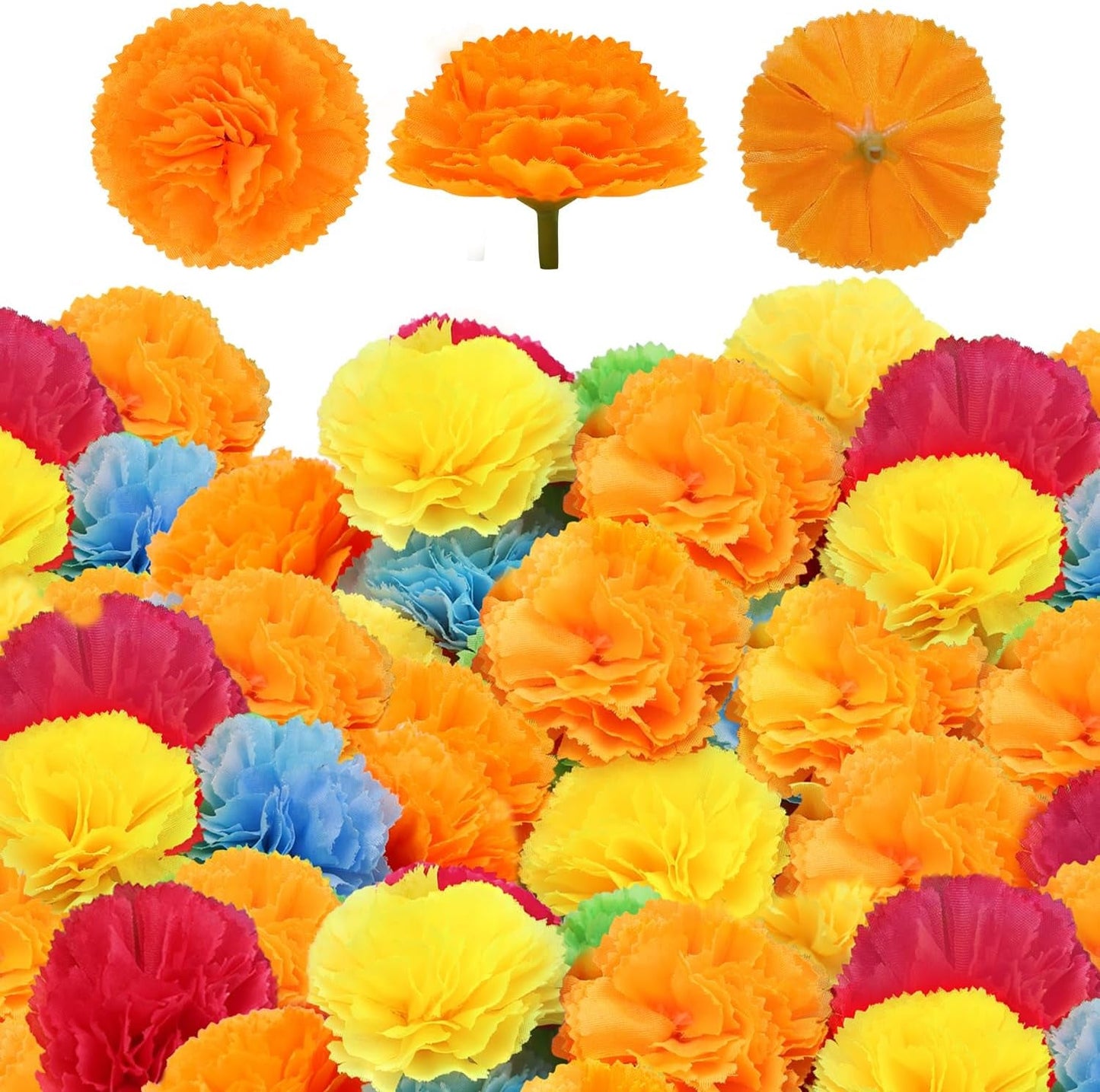 Hommtina 50 Pcs Marigold Flowers Silk Artificial Marigold Flowers, Mexican Flowers Decoration for Baby Shower Wedding Party Decoration Halloween Christmas New Year Decor Home & Garden > Decor > Seasonal & Holiday Decorations Hommtina Mixed Color 5