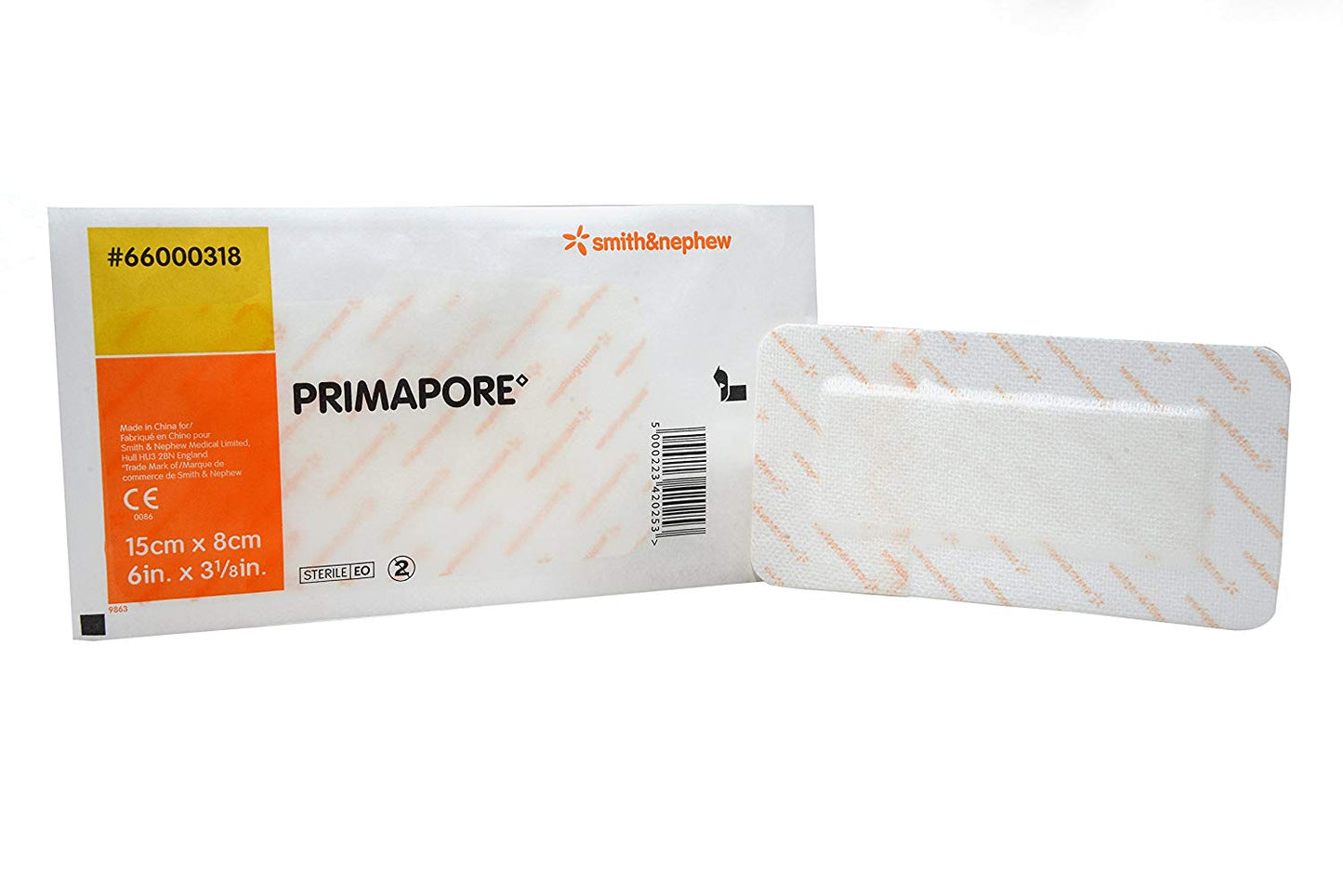Smith & Nephew Primapore Adhesive Dressing: White, 6" x 3.125", Adhesive, Nonwoven, Latex-Free, Sterile, 20 Count 75523554