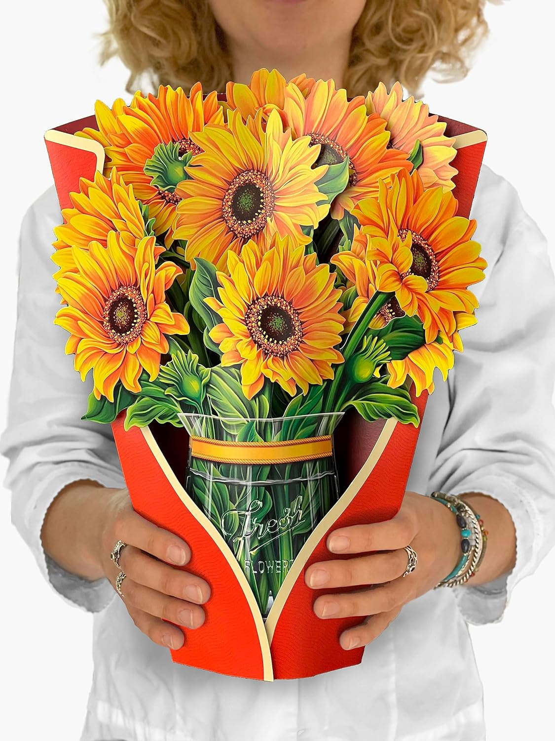 Freshcut Paper Pop up Cards, Pumpkin Harvest, 12 Inch Life Sized Forever Flower Bouquet 3D Popup Thanksgiving, Autumn, Fall Greeting Cards with Note Card and Envelope - Harvest Party Decoration Home & Garden > Decor > Seasonal & Holiday Decorations Freshcut Paper, LLC Sunflower