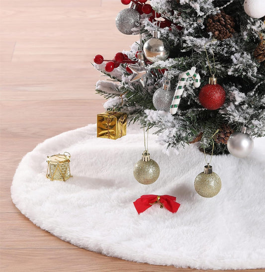 White Tree Skirts 24 Inches Plush Christmas Tree Skirt Small Faux Fur Tree Mats for Small Trees Xmas Party Holiday Decorations Home & Garden > Decor > Seasonal & Holiday Decorations SoarDream White 48 Inches