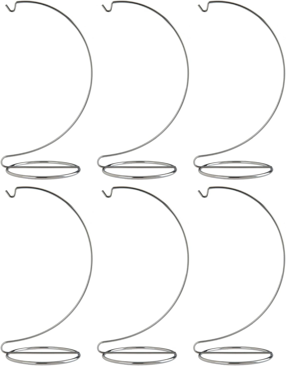 Creative Hobbies® 10 Inch Tall Silver Chrome Wire Ornament Display Hanger Stands for Displaying Christmas Ornaments, Glass Terrariums, Etc.- Pack of 6 Stands