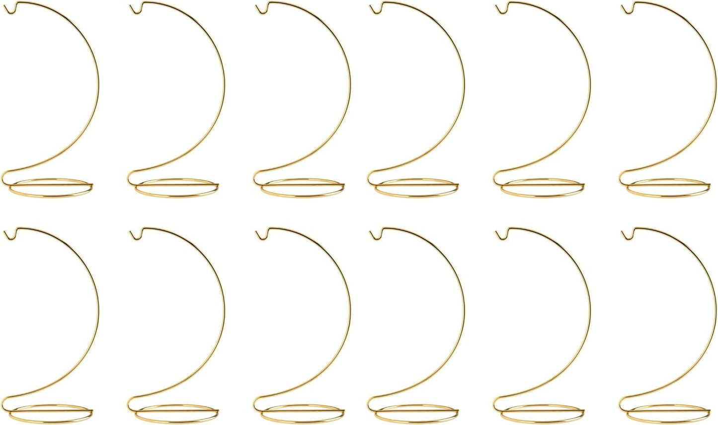 Creative Hobbies ( 12 Pack Ornament Hanger Display Stands - 8 Inch Tall Shiny Gold - Great for Sun Catchers, Stained Glass, Christmas Ornaments, Glass Terrariums, Weddings, Home Decor